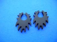 Modern tribal sun burst theme dark wood earrings with stick for pierced ear