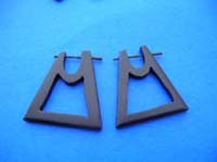 Fun angled rectangle shaped organic wood stirrup earrings