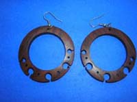 Wooden hoop earrings with carved out dots