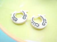bone stick earring circle shape with tribal painting