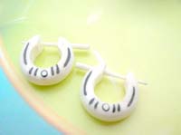 organic bone jewelry hoop earrings with primitive painting