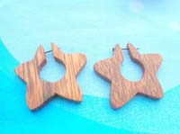 star shape wooden natural jewelry peg earrings