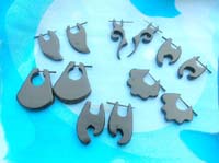 assorted design wooden stick organic earrings 