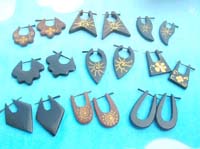 assorted design of wood peg earrings