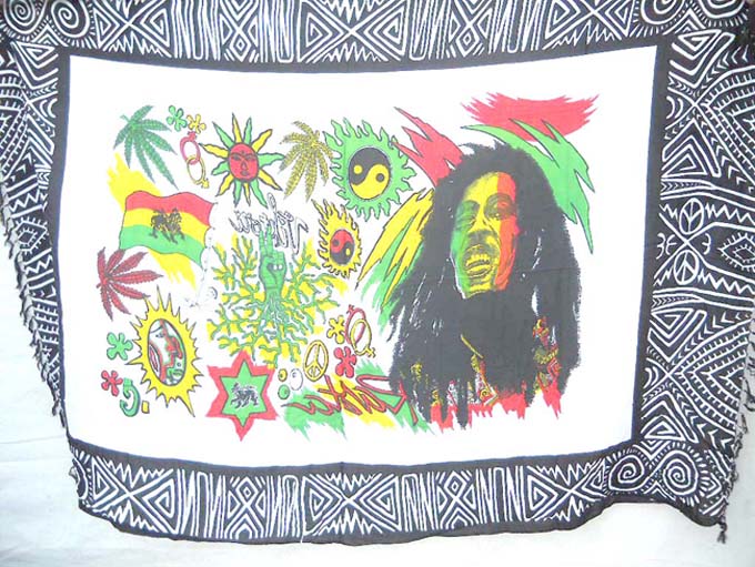 Yin Yang rainbow Bob Marley sarong, rasta pareo, cover ups, beach wrap