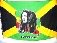 Bob Marley Jamaican Freedom sarong wrap, hip hop clothing collection
