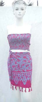 Elastic top matching with mini fringe skirt design