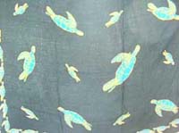 Swimming ocean turtle theme bali sarong in blue and black 