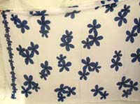 Dark blue floral print on white artwear sarong