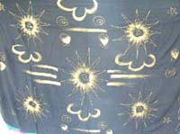 Golden color pattern design on black summer sarong