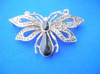 Marcastie stone black onyx dragonfly sterling silver pin 