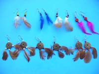 Dye feather fish hook Earrings