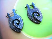Vase shape stick horn earring with spiral
