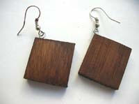 Diamond shape fish hook wooden earring