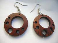 Circular fish hook deep brown earring