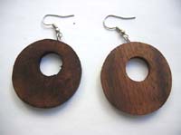 O shape fish hook wooden earring