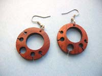 Natural wooden circular light brown earring