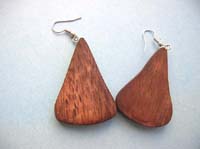 Light brown water-drop wooden fish hook earring
