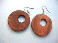 O shape light brown wooden earring