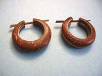 Open O shape stick coconut wooden earring