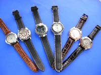 Enening fashion watches with imitation leather bands 