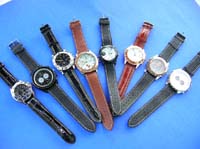 Classic design inspired uni-sex watch with faux leather wrist strap
