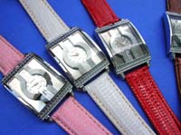Stylish faux leather band on ladies large face watch 