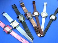 Art inspired fashion watch with imitation leather band