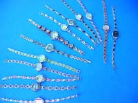Ladies evening wear fashion watch with enamel design in chain link bracelet 