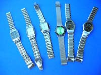 Mens silver link band wrist watch