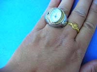 Quality, silver style ring with watch 