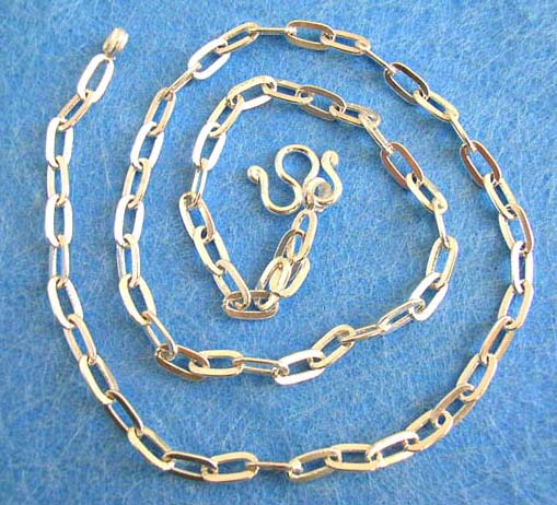  Elongated chain link, 925.sterling silver necklace - quality accessory supply outlet
