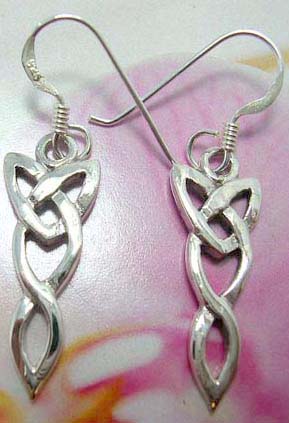 Accessory company supplies Celtic art designed sterling silver fish hook earring with cut-out knot pattern design  wholesale