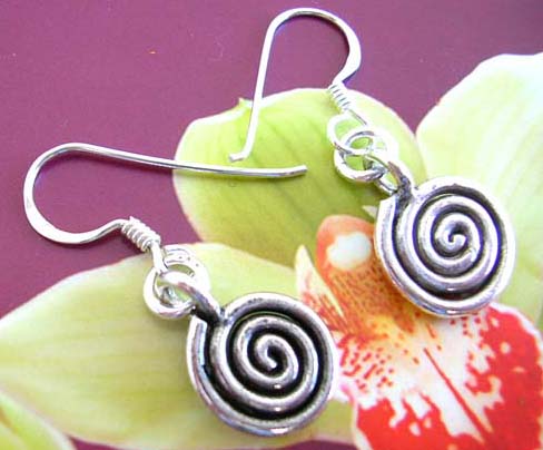 Bali gift supply dealer - Tight spiral designed 925.sterling silver Fish hook earring