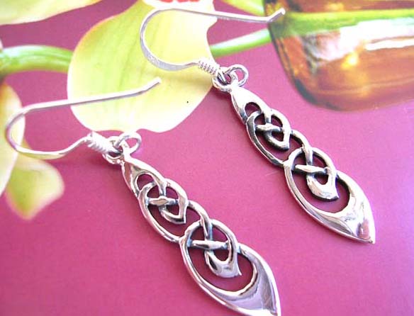 Dangling celtic band designed fish hook earring with genius 925.sterling silver - Jewelry distribution company