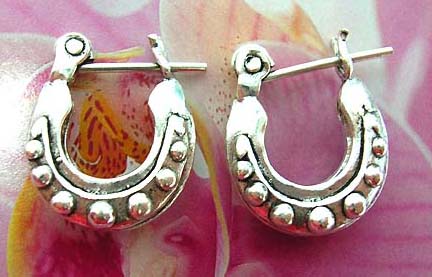 Modern fashion distributing company - Beaded design on horse shoe motif Sterling silver earrings  