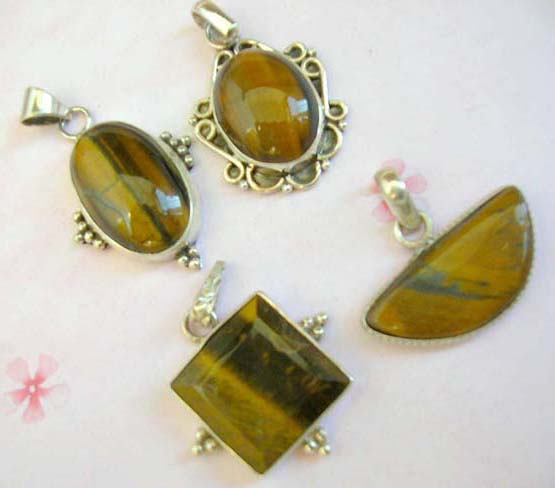  Wholesale manufacturing exporter - Unique Tiger eye gem and sterling silver pendant    