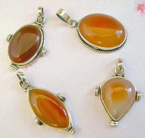  Chic accessory necklace supplier - Amber stone and sterling silver pendant    