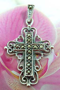 Gemstone wholesale trader - Decorative designed celtic cross 925. sterling silver pendant with multi mini marcasite stone     