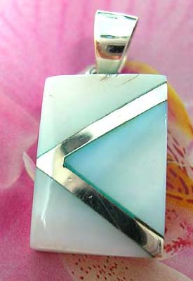  Shop Angled design on 925. sterling silver pendant with blue seashell online direct     
