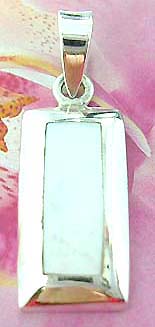  Boutique distribution dealer - Geometric rectangle theme fashion pendant in Sterling silver with white mother of pearl seashell      
