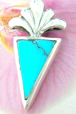  triangular shaped turquoise stone in Sterling silver pendant  - gift source direct boutique          