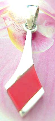  Supply jewelry exporter wholesales Red stone striped diamond shaped sword sterling silver pendant          