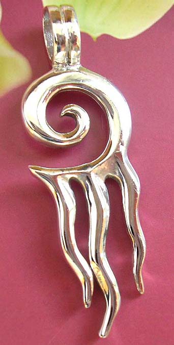  Express accessory shopping supplier - Spiral with reversed flames motif sterling silver necklace charm     