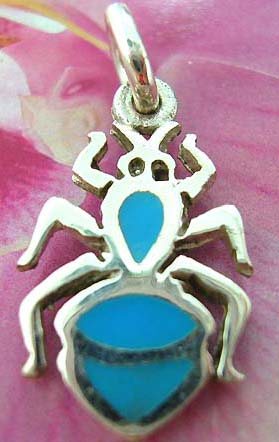  Warehouse jewelers exports Stylish Spider sterling silver pendant with turquoise          