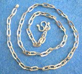 Elongated chain link, 925.sterling silver necklace with M lock for closure 