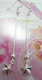 D star on long chain of Solid 925. sterling silver earring 