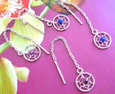 dream catcher, 925.sterling silver threader earring with silver chain, assorted color as shown