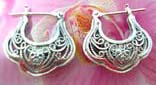 Antique inspired Sterling silver handbag theme filigree earrings 