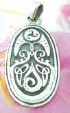 Celtic art design in sterling silver oval shaped pendant